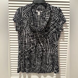Kenneth Cole New York Black & White Abstract Print Blouse Size M